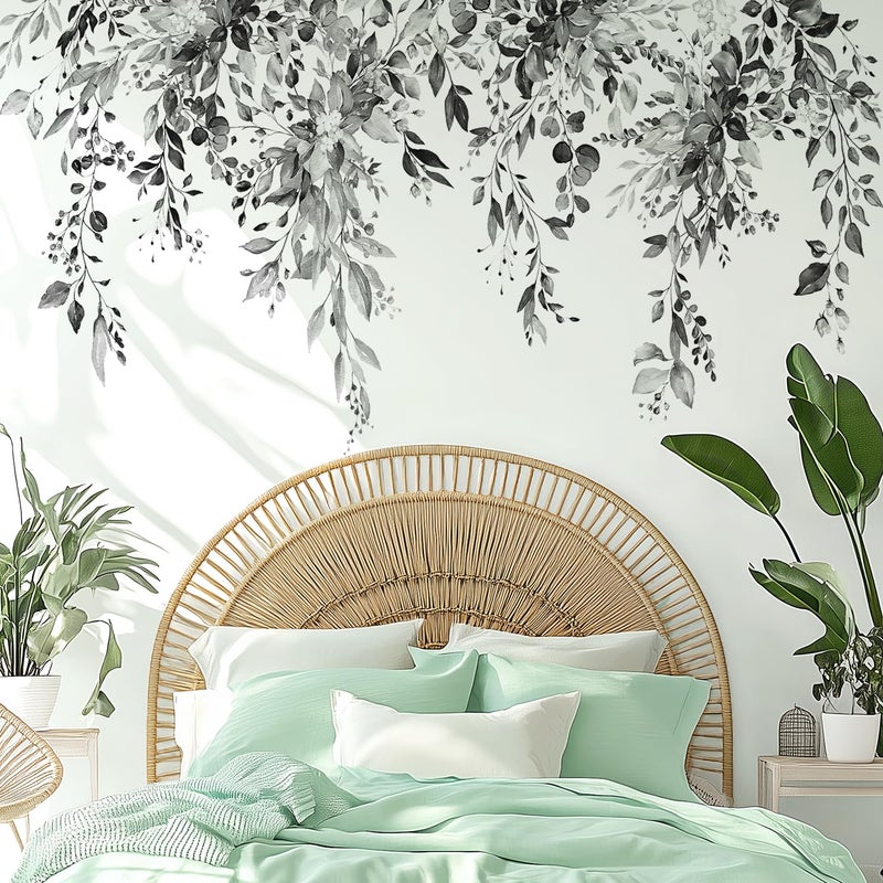 VePret Black Plants Leaves Wall Decals Peel and Stick, Large Floral Flowers Vinyl Wall Stickers, Removable Vine Home Decor Art for Bedroom Living Room Classroom Office - Image 4
