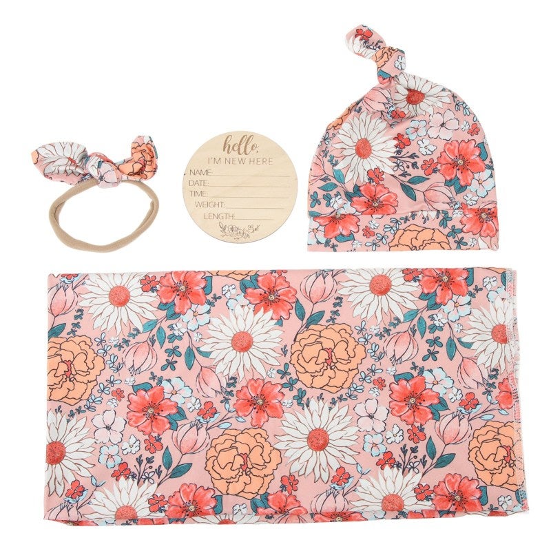 Floral Print Swaddle Blanket 4-Piece Set Breathable Soft Newborn Swaddle Wrap - Skin-Friendly Baby Receiving Blanket for Enhanced Sleep Comfort - Image 4