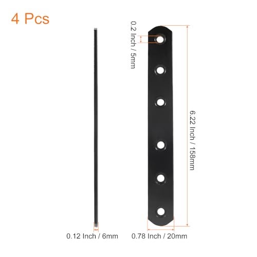 Aracombie أراكونبي 4 قطع دعامات معدنية مستقيمة 6 ثقوب حوامل مسطحة دعامات الزاوية 6.22"x0.78" مع براغي التثبيت - دعامات تثبيت مسطحة متينة ومتعددة الاستخدامات لمختلف التطبيقات - Image 5
