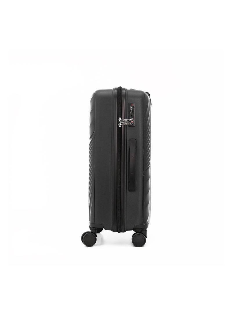 CAPITAL حقيبة سفر صلبة بعجلات مجموعة 3 قطع، أسود (S-20، M-24، L-28 بوصة) - Image 3