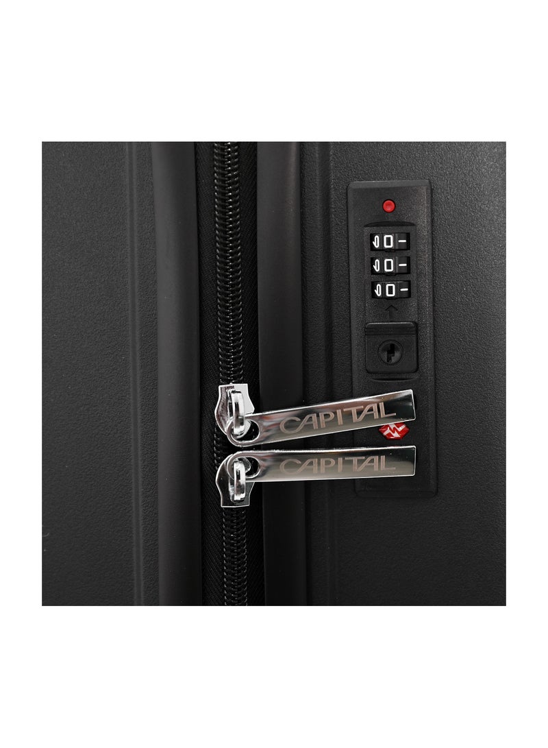 CAPITAL حقيبة سفر صلبة بعجلات مجموعة 3 قطع، أسود (S-20، M-24، L-28 بوصة) - Image 4