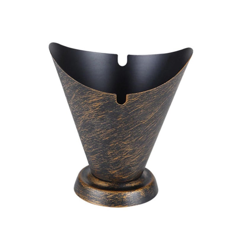 Luxshiny Iron Ashtray Dual Grooves Stable Base Home Office Decor Smoking Accessory - Image 2