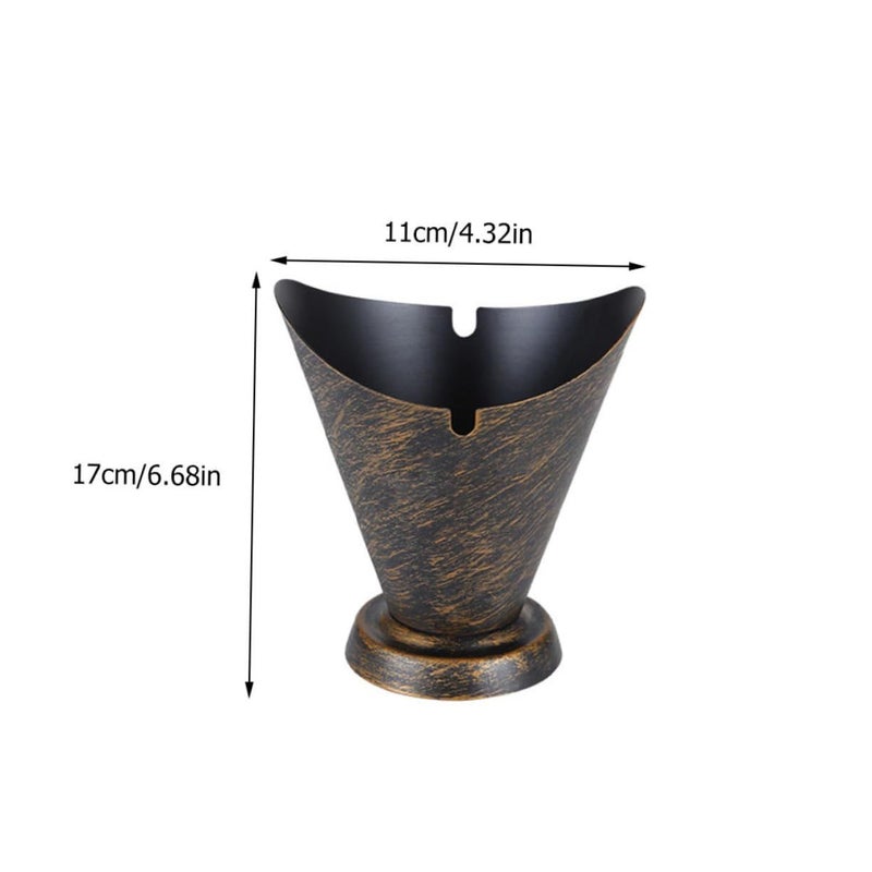 Luxshiny Iron Ashtray Dual Grooves Stable Base Home Office Decor Smoking Accessory - Image 3