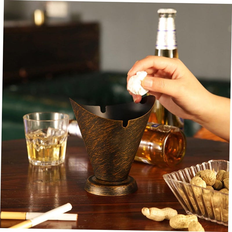 Luxshiny Iron Ashtray Dual Grooves Stable Base Home Office Decor Smoking Accessory - Image 5
