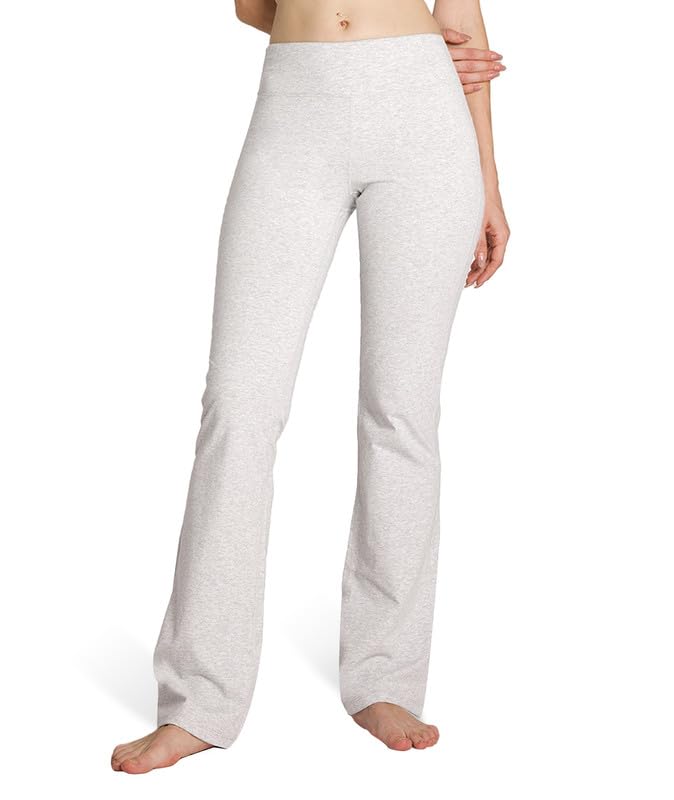Houmous S-XXXL 29''31''33''35'' Inseam Women's Cotton Bootcut Pants Inner Pocket(Regular-33 Inseam-Light Heather Grey, Medium) - Image 1