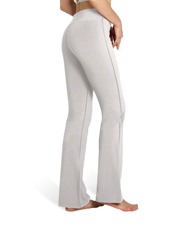 Houmous S-XXXL 29''31''33''35'' Inseam Women's Cotton Bootcut Pants Inner Pocket(Regular-33 Inseam-Light Heather Grey, Medium) - Image 4