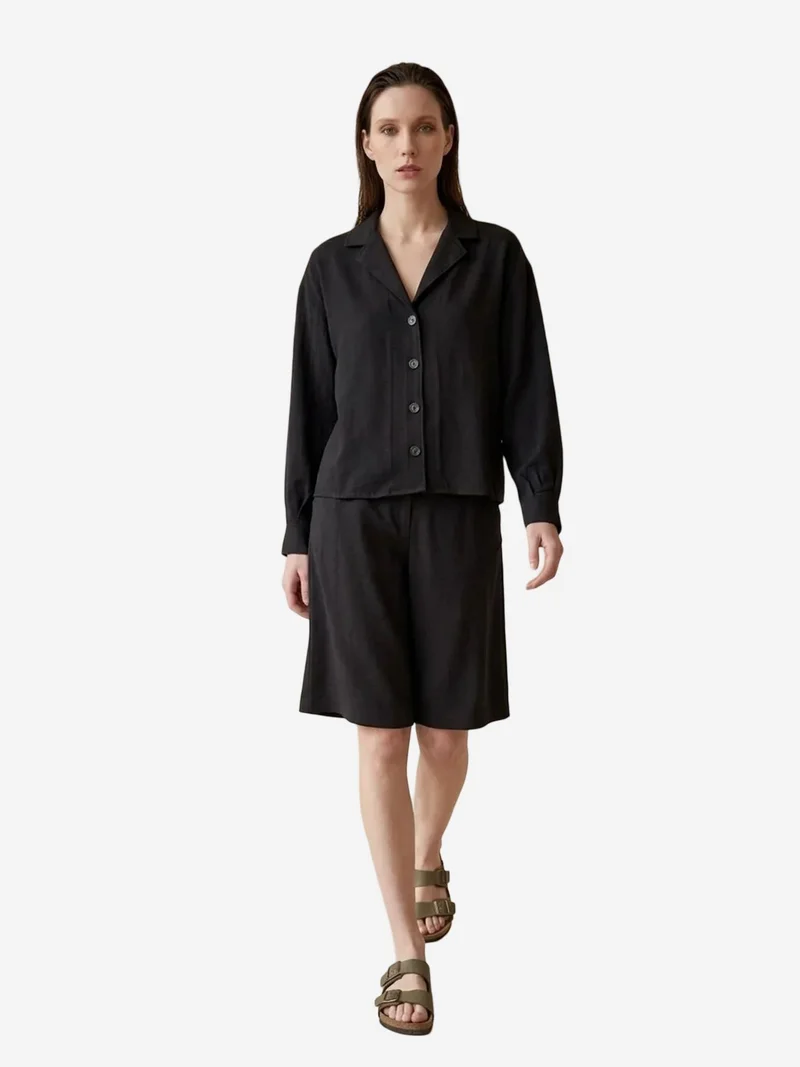 My Fashion Black MY FASHION Cotton Poplin Shirt and Shorts Set for Women | Best Price UAE