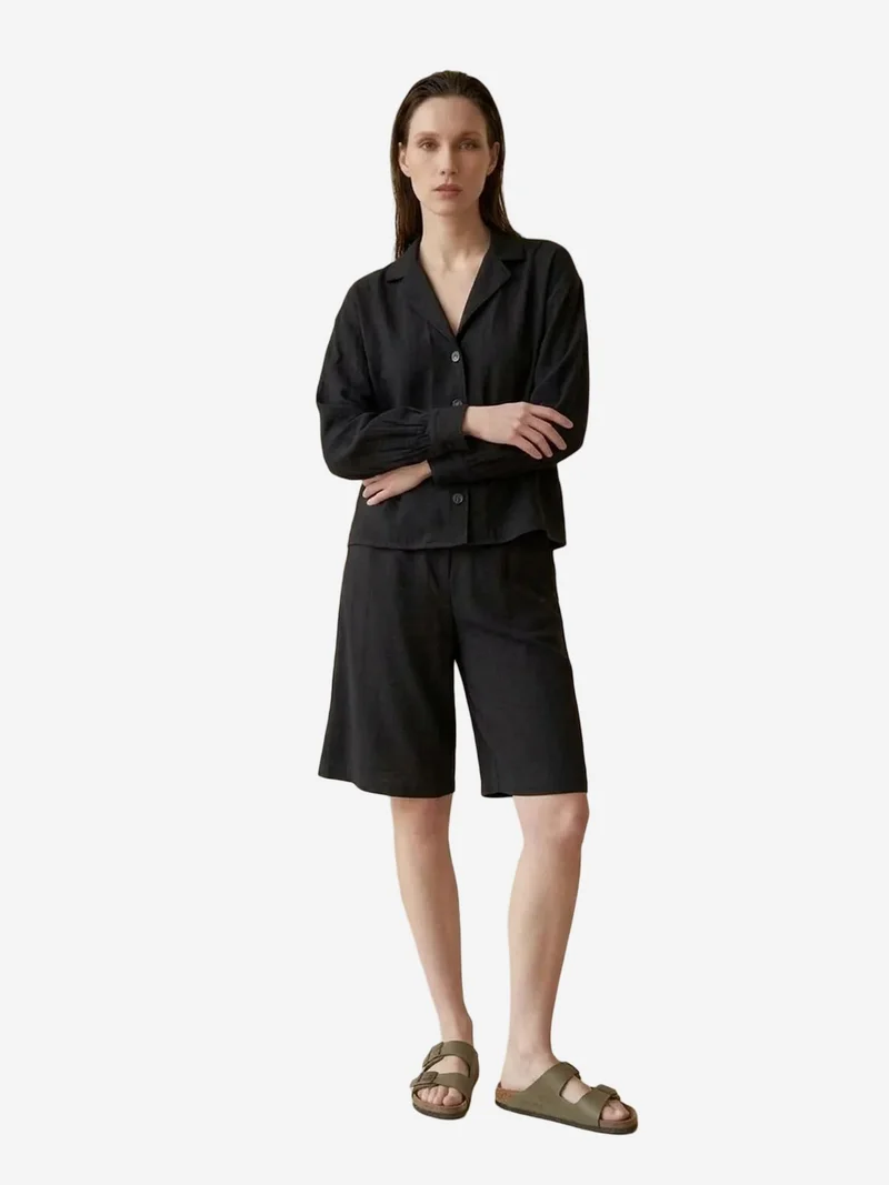 My Fashion Black MY FASHION Cotton Poplin Shirt and Shorts Set for Women | Best Price UAE