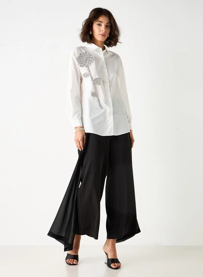 تواكستريمز قميص مزين بياقة عادية وأكمام طويلة من تو إكستريمز