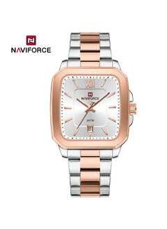 NAVIFORCE Elegant Two-Tone Rose Gold and Silver Stainless Steel Couple Watch Set with Square Dial Date Display and Water Resistance  - Image 2