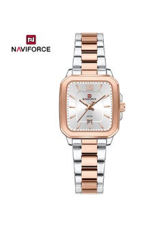 NAVIFORCE Elegant Two-Tone Rose Gold and Silver Stainless Steel Couple Watch Set with Square Dial Date Display and Water Resistance  - Image 3