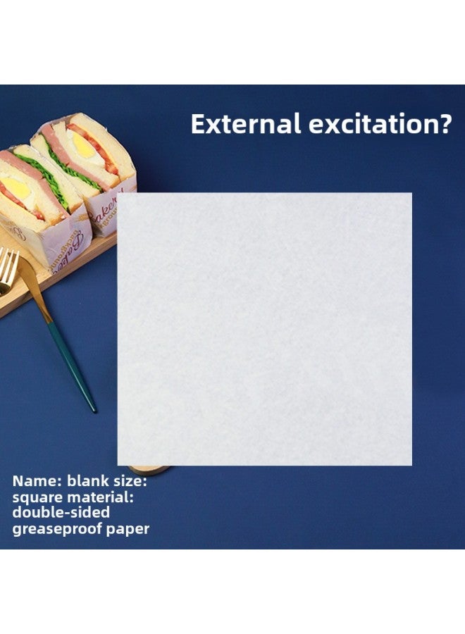 Sandwich Wrapping Paper Oil-absorbing And Oil-proof Hamburger Paper Bread Tray Pad Paper Lunch Roll LOGO-Color:500 To Send 450 Sealing Stickers-Specifications:Blank 25*25 - Image 1