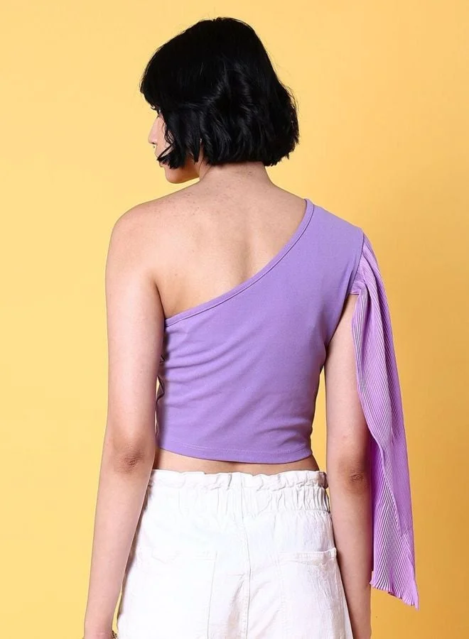 Freehand  Women Regular Fit Solid Asymmetric Neck Sleeveless One Shoulder Top  | Best Price UAE