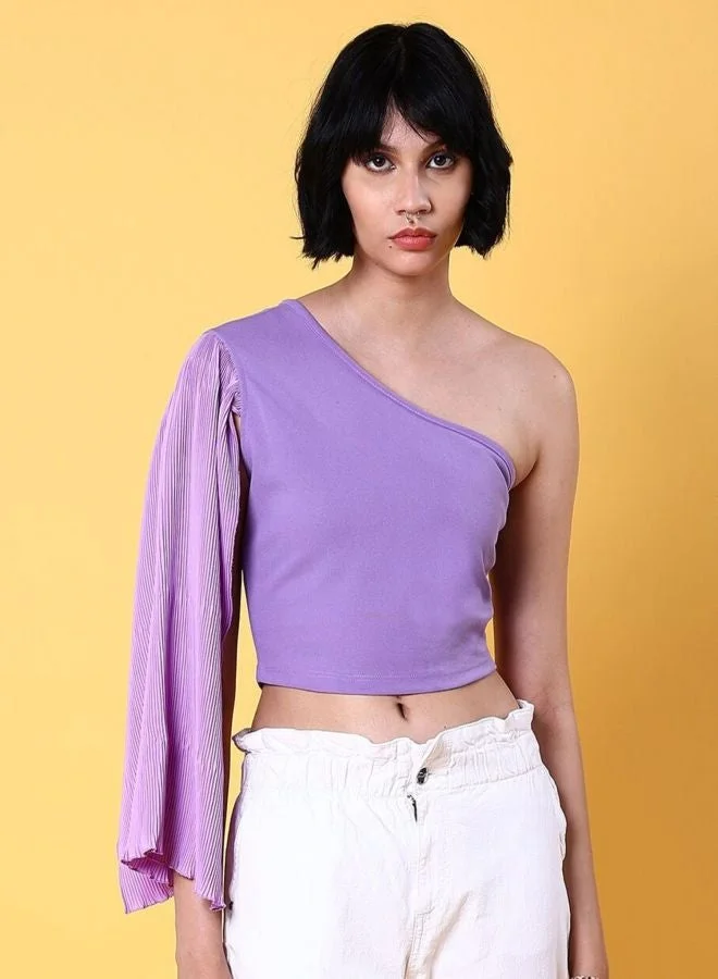 Freehand  Women Regular Fit Solid Asymmetric Neck Sleeveless One Shoulder Top  | Best Price UAE