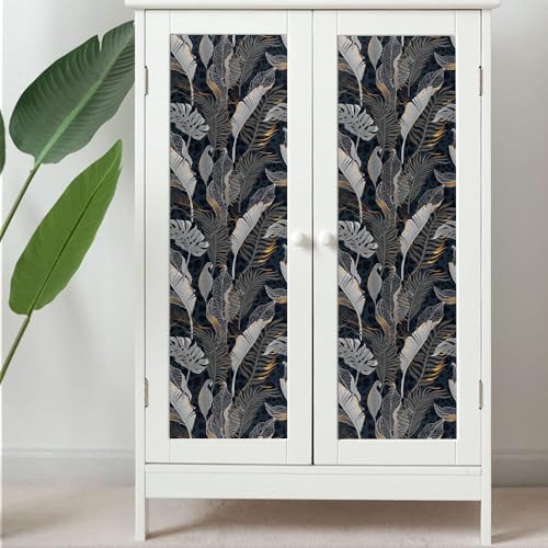 MuralPeel Modern Black and White Navy Golden Tropical Plants Leaf Peel and Stick Wallpaper Self Adhesive Removable Easy Peel Off Stick on Wall Paper for Bedroom Cabinet Renter Friendly - Image 5