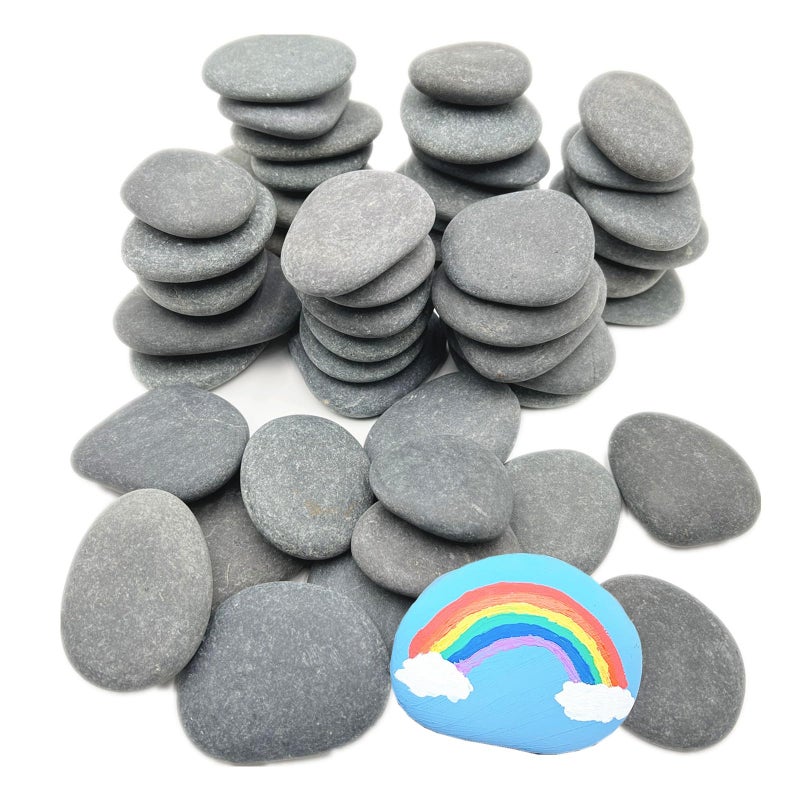 Lifetop 50 PCS Rocks Bulk for Painting, 2"-3" Natural River DIY Flat & Smooth Kindness Stones for Crafts, Decoration, Medium Rocks for Painting,Hand Picked - Image 1