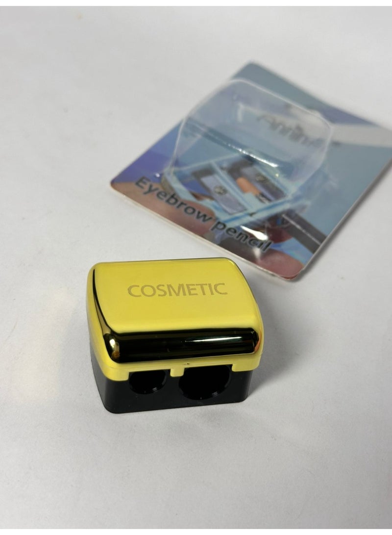 مبراة مكياج - مبراة أقلام مكياج مزدوجة الفتحات، مع غطاء معدني، قطعة واحدة قد تختلف الألوان - Image 2