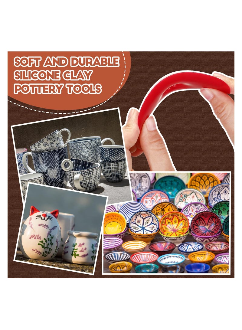 Excefore 12 Pcs Soft Rubber Rib for Pottery Clay Silicone Ceramics Tools Multi Styles Pottery Rubber Clay Ceramic Ribs for DIY Smooths Shapes Sculpting Pottery Ceramics Clay Tool - Image 4