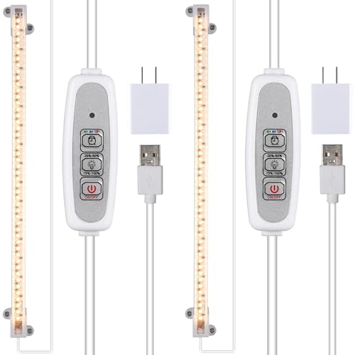 RWNTAO One Strip Growing Lamp 2-Pack, Full Spectrum LED Grow Light Strips for Indoor Plants with Auto ON/Off Timer & 4 Dimmable Levels for Green House Hydroponics Succulent (One Head 2 Pack) - Image 1
