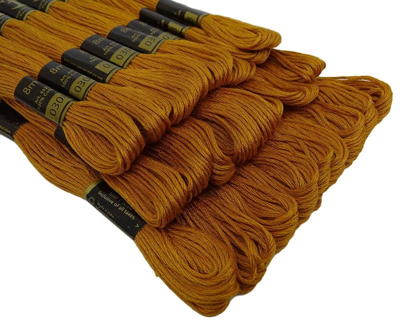 Madura Coats Madura Coats Anchor Cross Stitch Stranded Cotton Embroidery Thread Floss Pack of 10 Skeins- Mustard Yellow  - Image 2