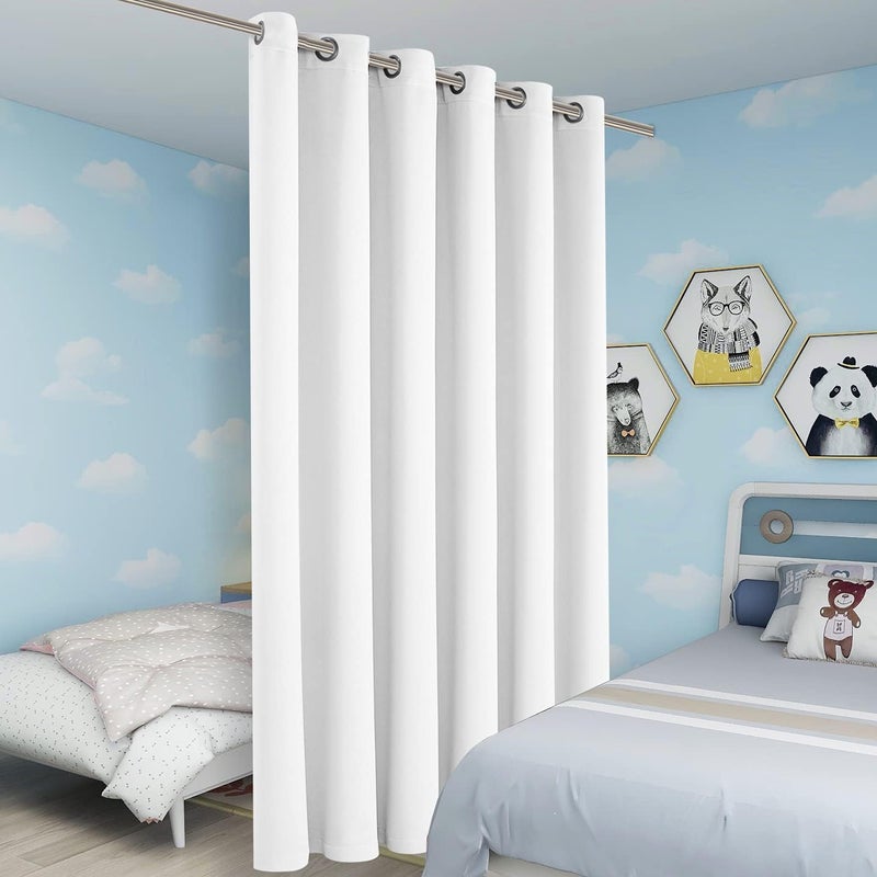BONZER Room Divider Curtain Screen Partitions Light Reducing Wide Blackout Curtains for Shared Room, 84L x 70W Inch (7L x 5.8W ft), 1 Panel, Greyish White - Image 5