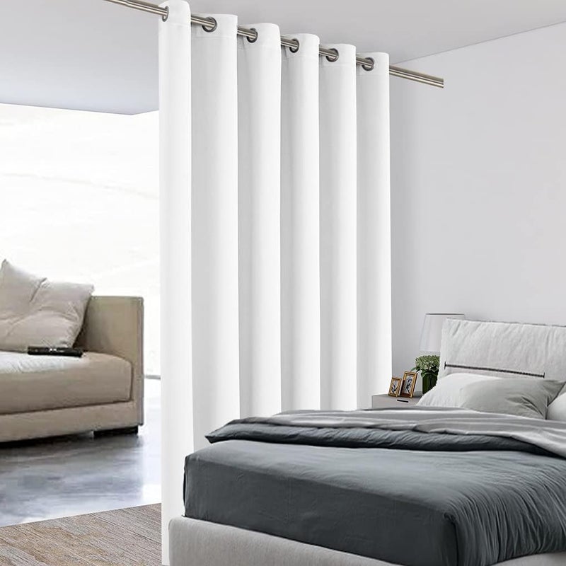 BONZER Room Divider Curtain Screen Partitions Light Reducing Wide Blackout Curtains for Shared Room, 84L x 70W Inch (7L x 5.8W ft), 1 Panel, Greyish White - Image 1