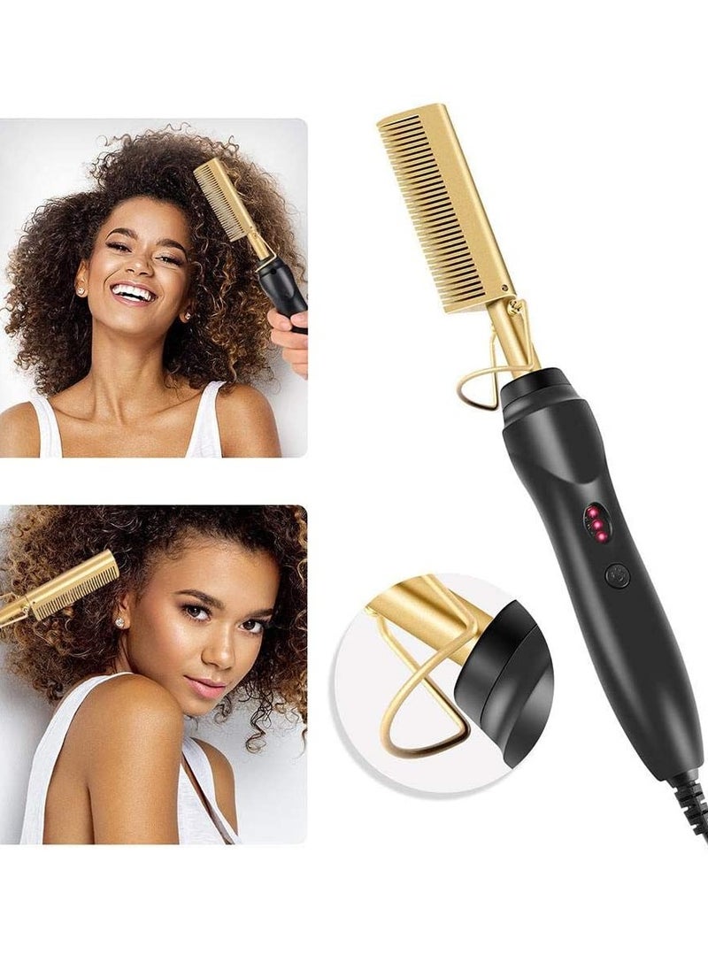 Generic Hot Comb Hair Straightener, 2 in 1 Ceramic Straight Hair Curler Straighteners, Fast Heat Up Hair Straightening Comb for Wet & Dry Hair,  - Image 5