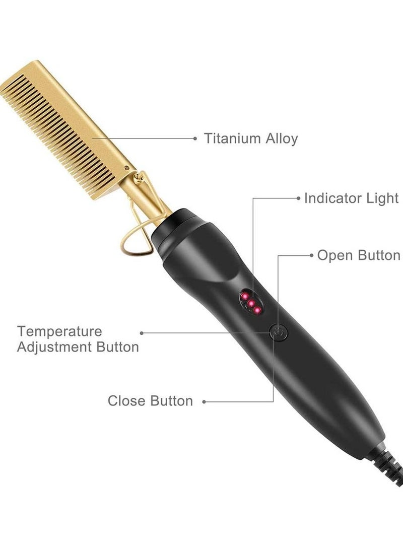 Generic Hot Comb Hair Straightener, 2 in 1 Ceramic Straight Hair Curler Straighteners, Fast Heat Up Hair Straightening Comb for Wet & Dry Hair,  - Image 2