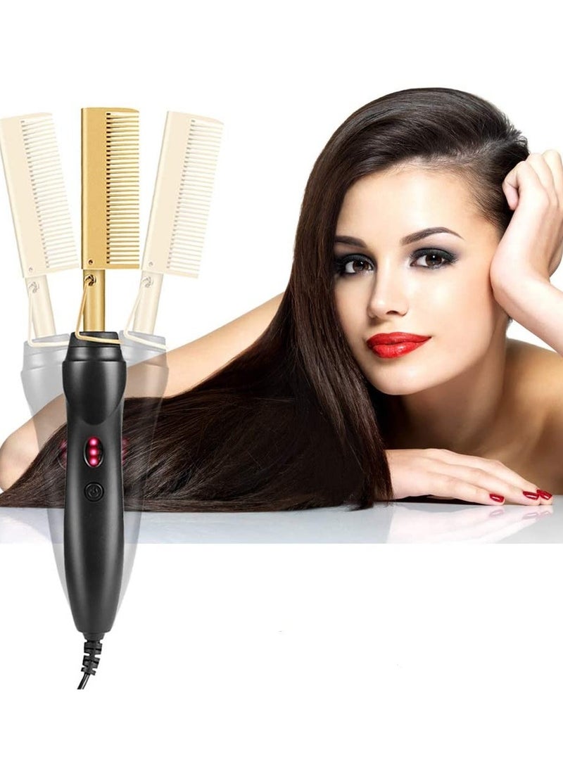 Generic Hot Comb Hair Straightener, 2 in 1 Ceramic Straight Hair Curler Straighteners, Fast Heat Up Hair Straightening Comb for Wet & Dry Hair,  - Image 4