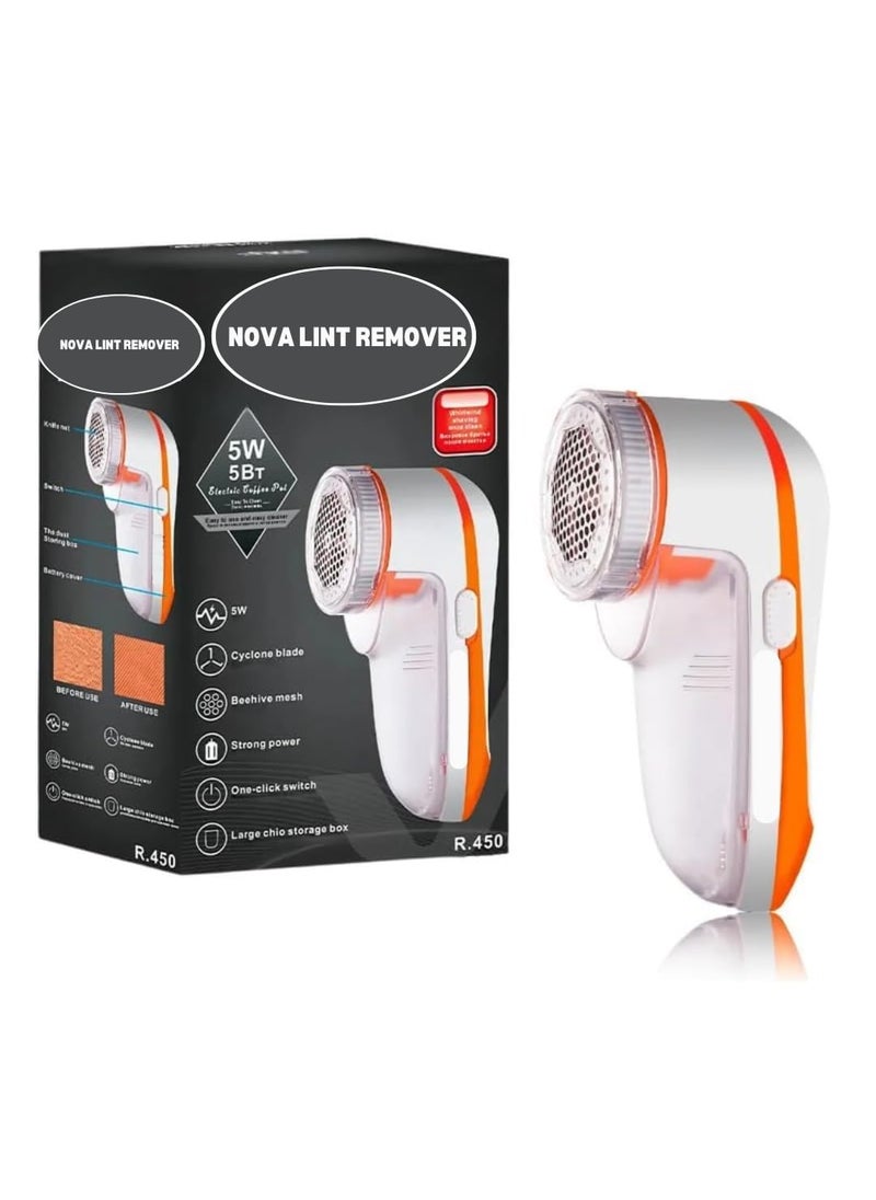 Arona A_RONA Nova Electric Lint Remover with Rotary Sharp Blades White and Orange for Clothes Furniture and Fabrics Nova Lint Remover for Clothes Fabric Cleaner for Woolen Clothes 1 Year Warranty  - Image 1