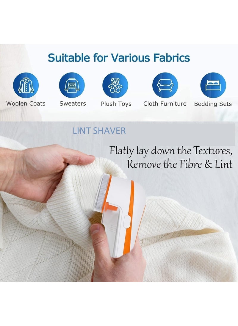 Arona A_RONA Nova Electric Lint Remover with Rotary Sharp Blades White and Orange for Clothes Furniture and Fabrics Nova Lint Remover for Clothes Fabric Cleaner for Woolen Clothes 1 Year Warranty  - Image 4