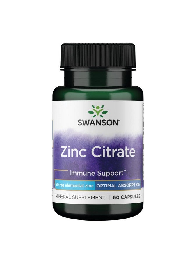 Swanson Zinc Citrate Immune Support Prostate Health 50 Milligrams 60 Capsules - Image 1