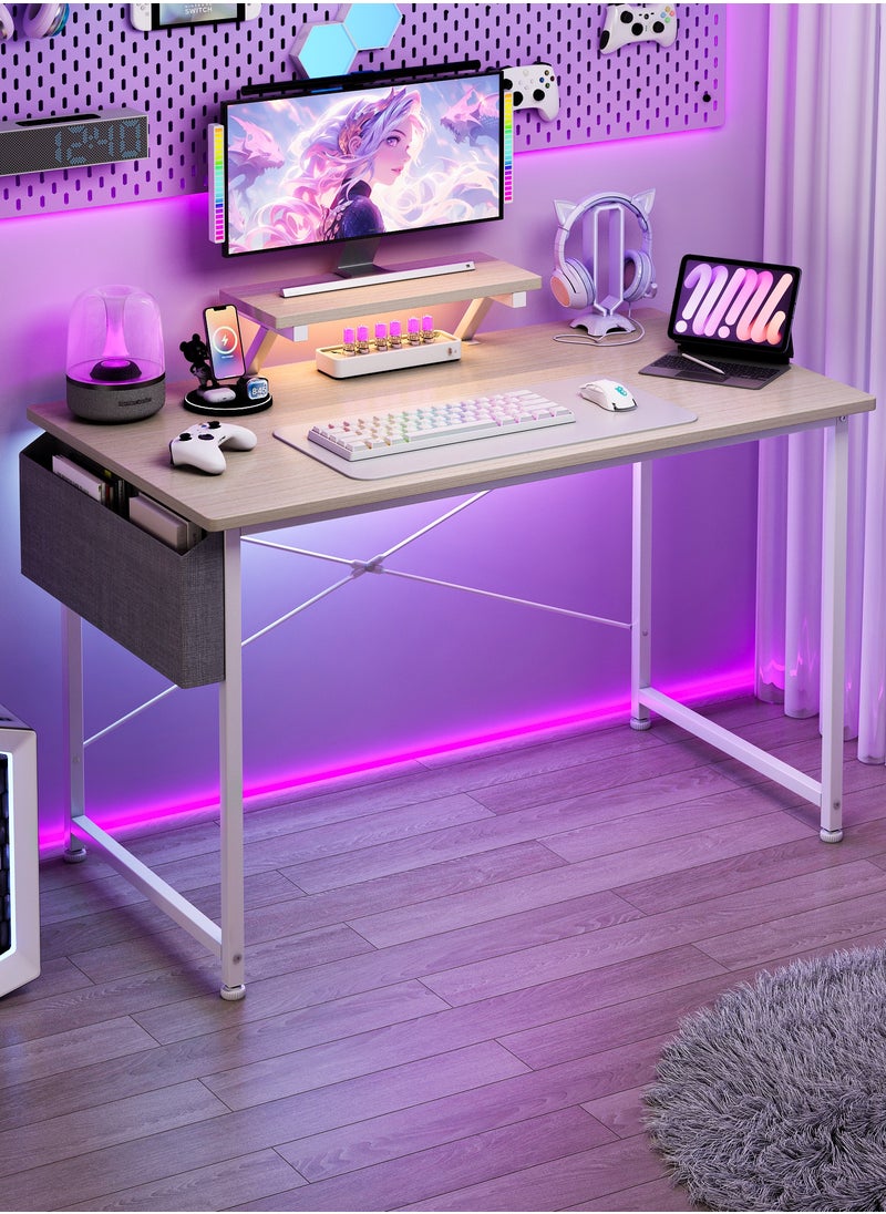 Lafulaifu 110*50*75cm Home Office Desk,Gaming Table with Fabric Bag,Computer Workstation For office,Writing Desk with Monitor Stand  - Image 1