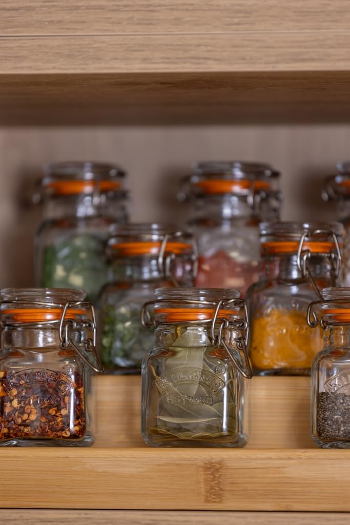 Kilner Kilner Est 1842 Premium Glass Clip Top Spice Jars With Airtight Lid For Thinkitchen With Lid Of Glass,Glass Lock With Wire Clip Lock,Top Fastening Lid,Dishwasher Safe,Set Of 6,70Ml Each - Transparent - Image 5