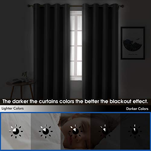 HOMEIDEAS 2 Panels Dark Grey Faux Silk Blackout Curtains, 52 X 108 Inch Room Darkening Satin Thermal Insulated Window Drapes for Bedroom, Indoor, Nursery - Image 4
