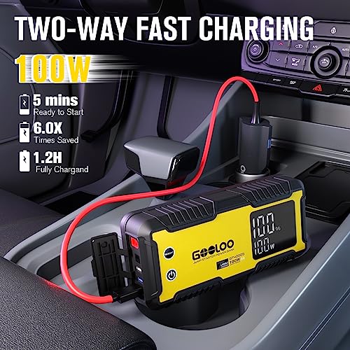GOOLOO GT4000S Jump Starter 4000A Car Jumper Starter (Up to 10L Diesel 12L Gas Engines), 100W Fast-Charging Lithium Jump Box, SuperSafe Portable Car Battery Charger Power Bank for 12V Vehicles, Yellow - Image 3