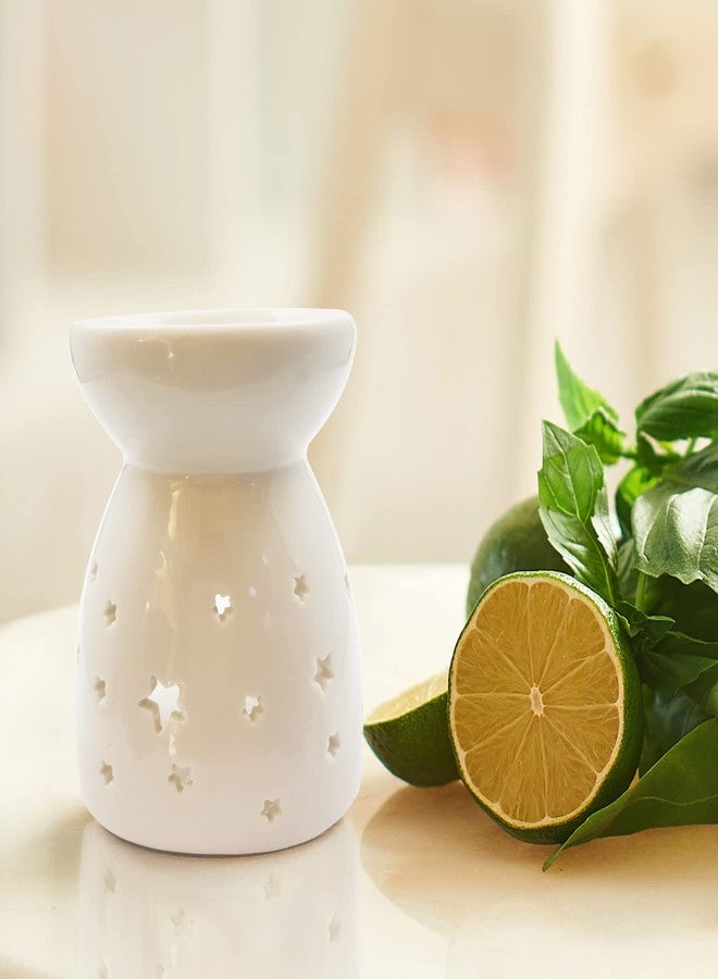 Zalaxt Ceramic Tea Light Candle Holder, Oil Burner for Scented Oil, Tealight Wax Warmer Decoration for Bedroom,Living Room,Balcony,Patio Tabletop Star Birthday Wedding Gift - Image 3