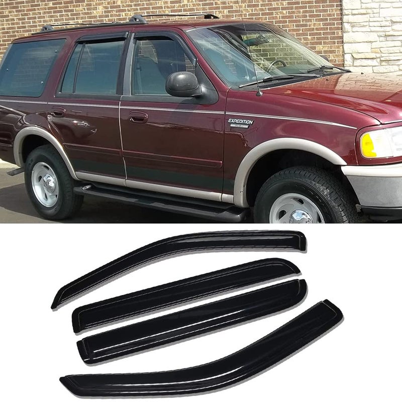 Puermto Side Window Wind Deflector4pcs OutChannel TapeOn Nice Rain Guards Set fit for 19972017 Ford Expedition19982017 Lincoln Navigator 94233