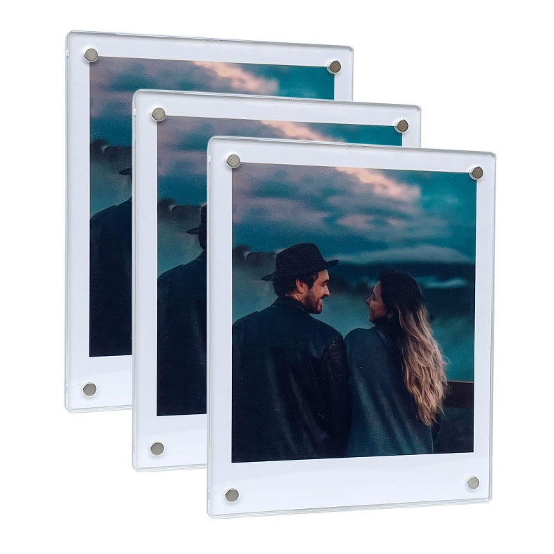 SULEPE 35x425 Magnetic Polaroid Picture Frame Fridge Magnet Frame for Polaroid Now iType600SX70OneStepInstax Square Wide 300200210 Photo 3 Packs 6 Panels - Image 2