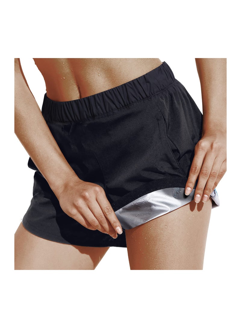 KASTWAVE Sauna Shorts, Sweat Sauna Pant for Women, Gym Workout Shorts, Sweat Sauna Suit, Thigh Workout Suit, Waist Trainer, Weight Loss Sweatsuit, Exercise Fitness Women (XL) - Image 2