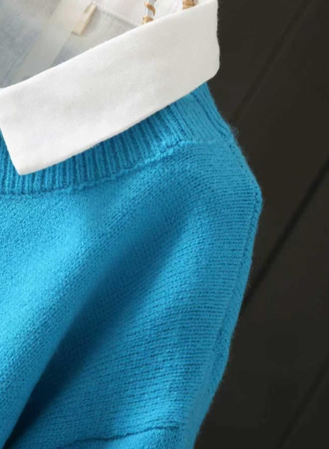 تايك تو سويتر محبوك بمقاس كبير وياقة دائرية - Image 3