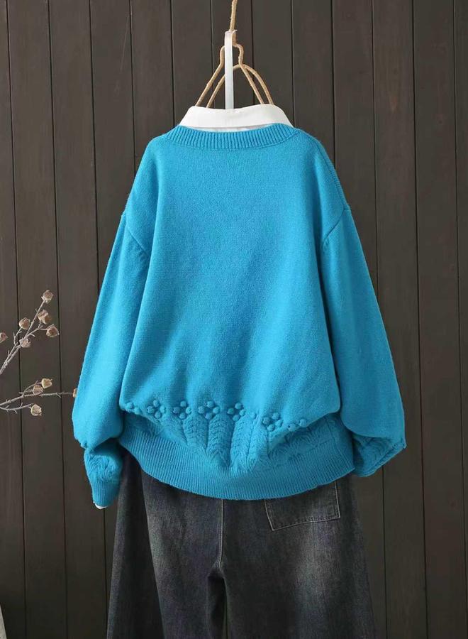 تايك تو سويتر محبوك بمقاس كبير وياقة دائرية - Image 1