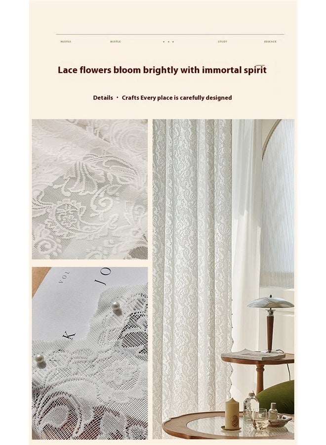 2pcs Door Curtains for Doorways Privacy,Room Divider Curtains, Insulated Curtains,140*120CM,Suitable for Living Room Bedroom, Kitchen,  Floral Sheer Curtains for Living Room, Scalloped Privacy Cream Vintage Lace Window Curtains - Image 5