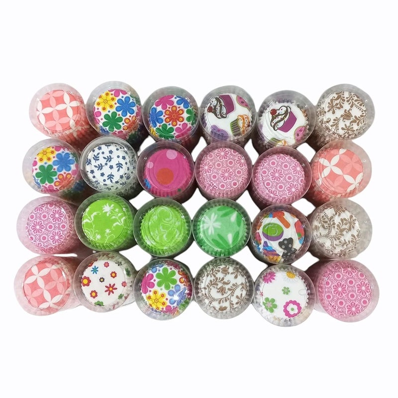 Folca 8cm 100 Pcs Baking Paper Cupcake Liner Muffin Cup 24pcs SetRandom Design Color - Image 2
