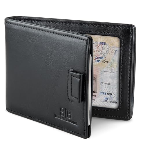 SERMAN BRANDS RFID Blocking Slim Money Clip Wallet – Leather Bifold Front Pocket Minimalist Mens Wallet with Money Clip for Men, Small Credit Card Holder Wallet - Travel Wallet with Gift Box - Image 1