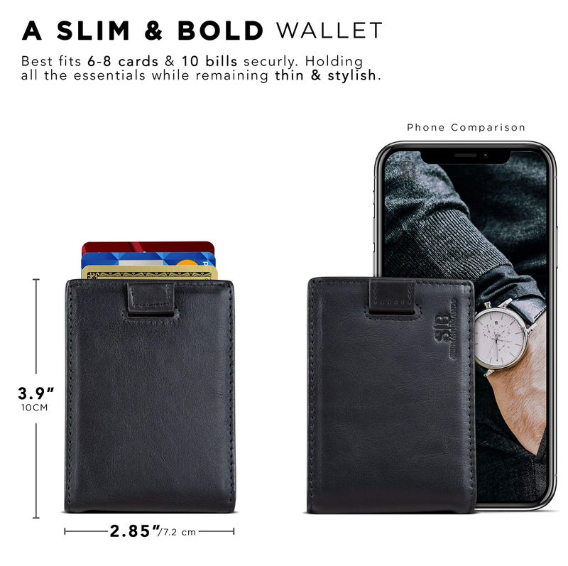 SERMAN BRANDS RFID Blocking Slim Money Clip Wallet – Leather Bifold Front Pocket Minimalist Mens Wallet with Money Clip for Men, Small Credit Card Holder Wallet - Travel Wallet with Gift Box - Image 4