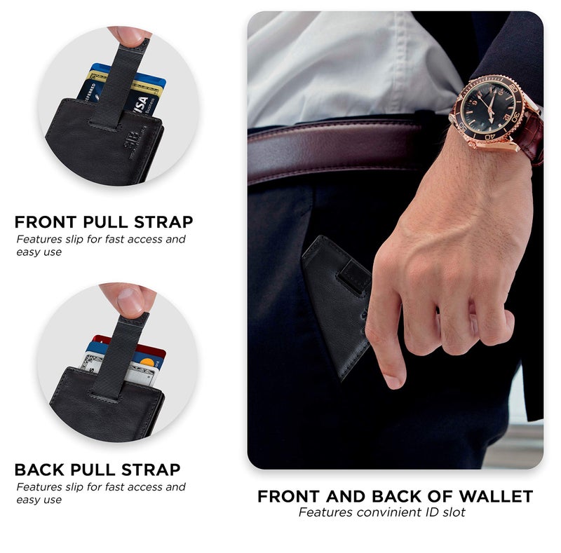 SERMAN BRANDS RFID Blocking Slim Money Clip Wallet – Leather Bifold Front Pocket Minimalist Mens Wallet with Money Clip for Men, Small Credit Card Holder Wallet - Travel Wallet with Gift Box - Image 5