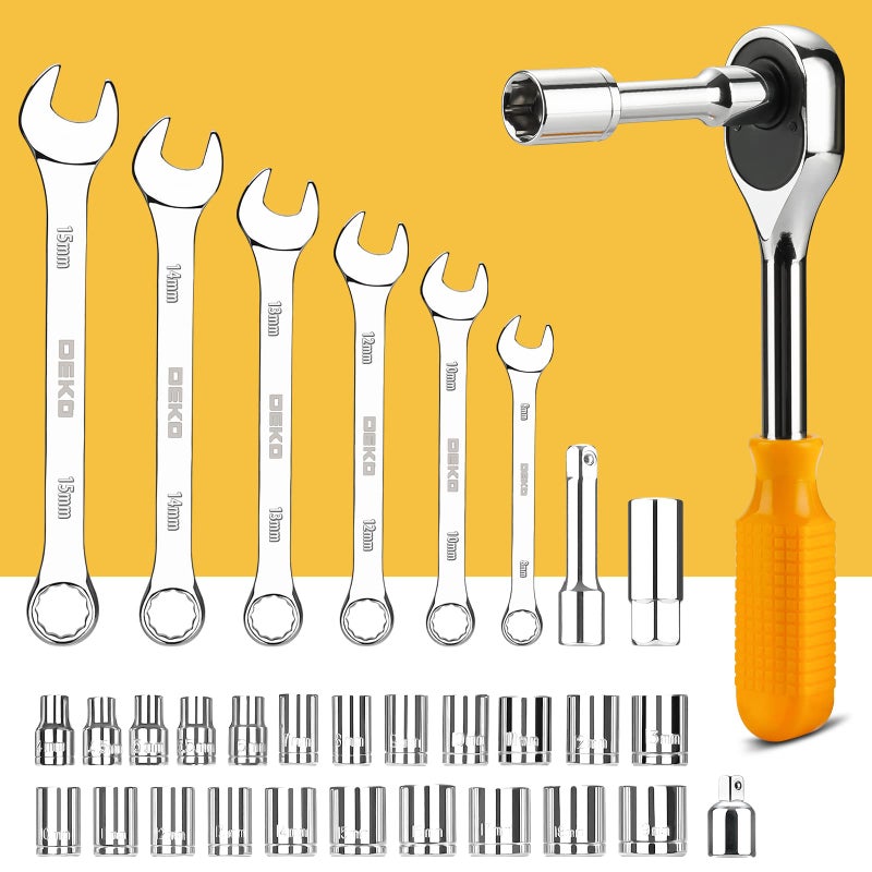 DEKOPRO 228 Piece Socket Wrench Auto Repair Tool Combination Package Mixed Tool Set Hand Tool Kit with Plastic Toolbox Storage Case - Image 5