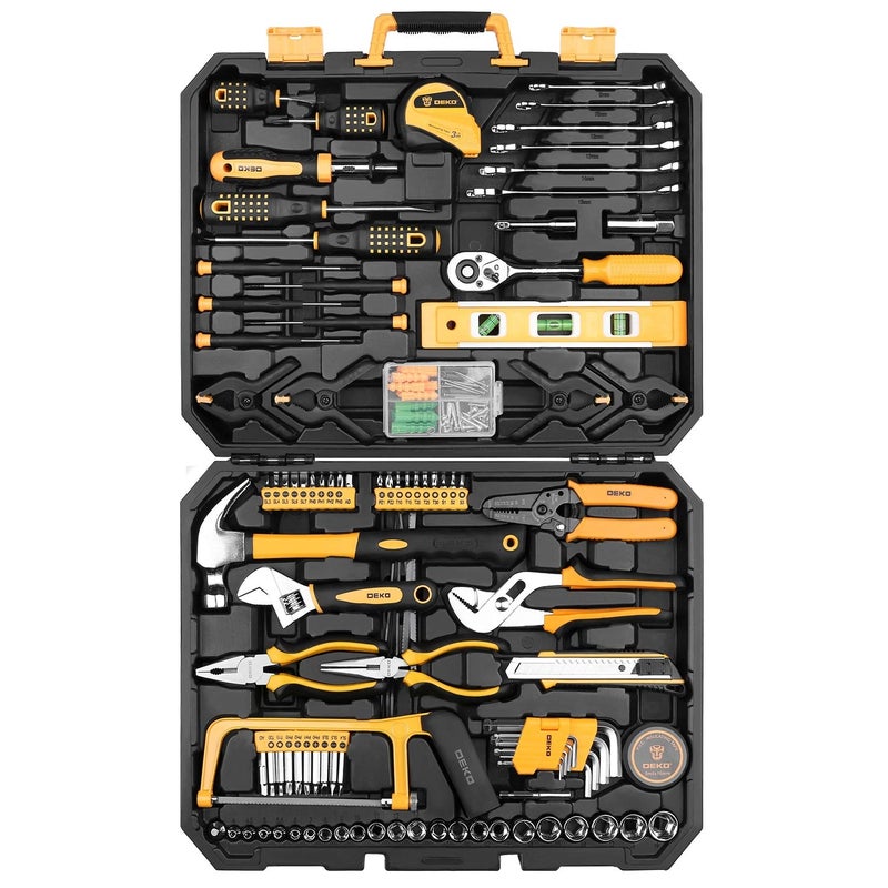 DEKOPRO 228 Piece Socket Wrench Auto Repair Tool Combination Package Mixed Tool Set Hand Tool Kit with Plastic Toolbox Storage Case - Image 1