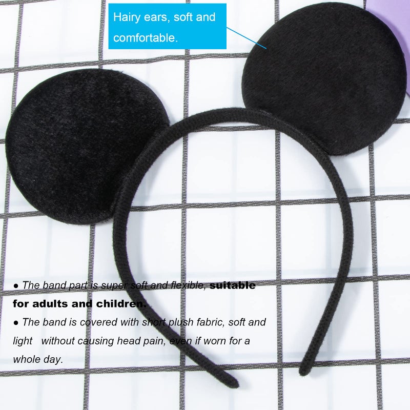 CHuangQi 20pcs Mouse Ears Headband, Solid Black - Image 4